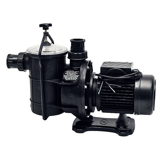 Black pool pump with strainer basket